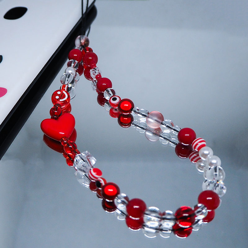 Pearl Trim Chain - Rot klar Handy y2k Telefon Charm