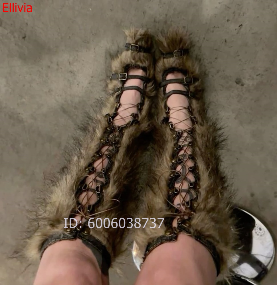 Damen-Kniestiefel aus Kunstfel – Elastic Lace Trim Bewertung und Preis